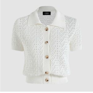 Cider Button up hollow knit top size XL feminine bohemian crochet